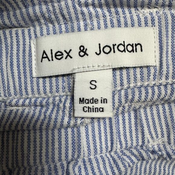 Alex & Jordan Shorts Womens Small Blue White Seersucker Rope Belt Linen Blend - Picture 5 of 10